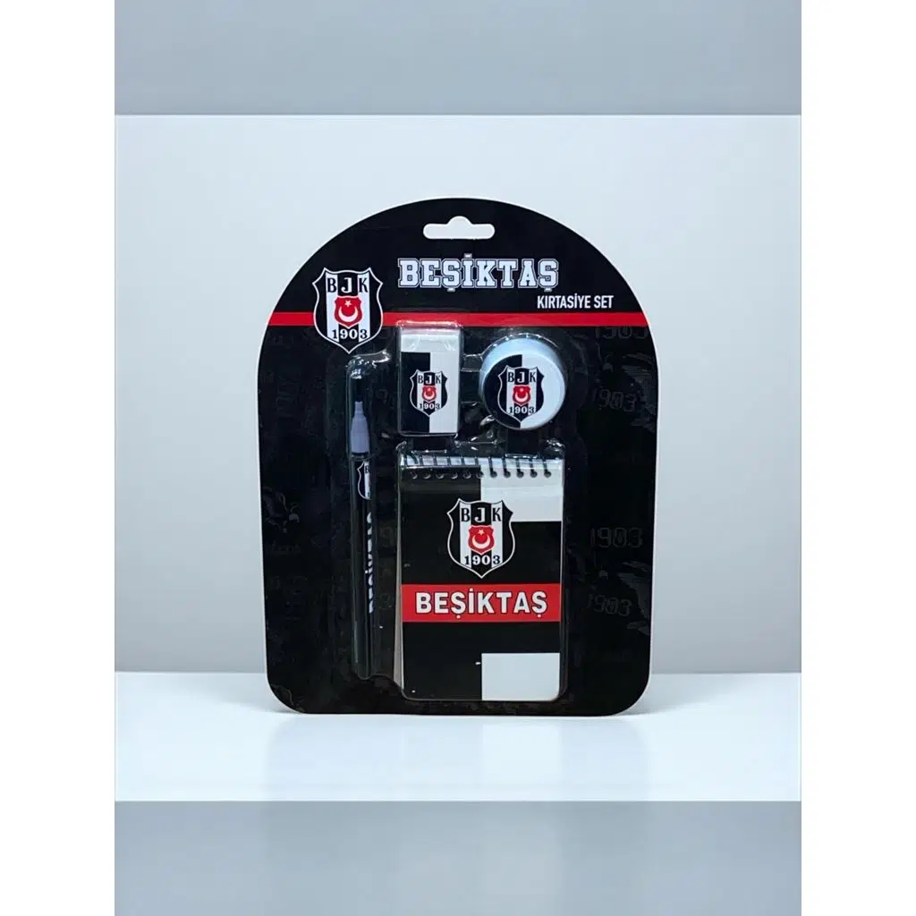 Beşiktaş 4'lü Taraftar Kırtasiye Seti(Kalem-Silgi-Not Defteri-Kalemtıraş)