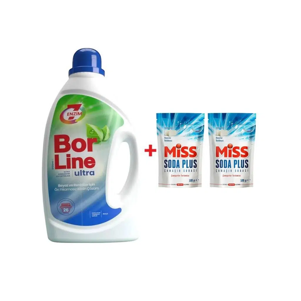 Borline 1 Adet Ultra Konsantre 1700 ml Sıvı Çamaşır Deterjanı 2 Adet Miss Soda Plus 500 gr