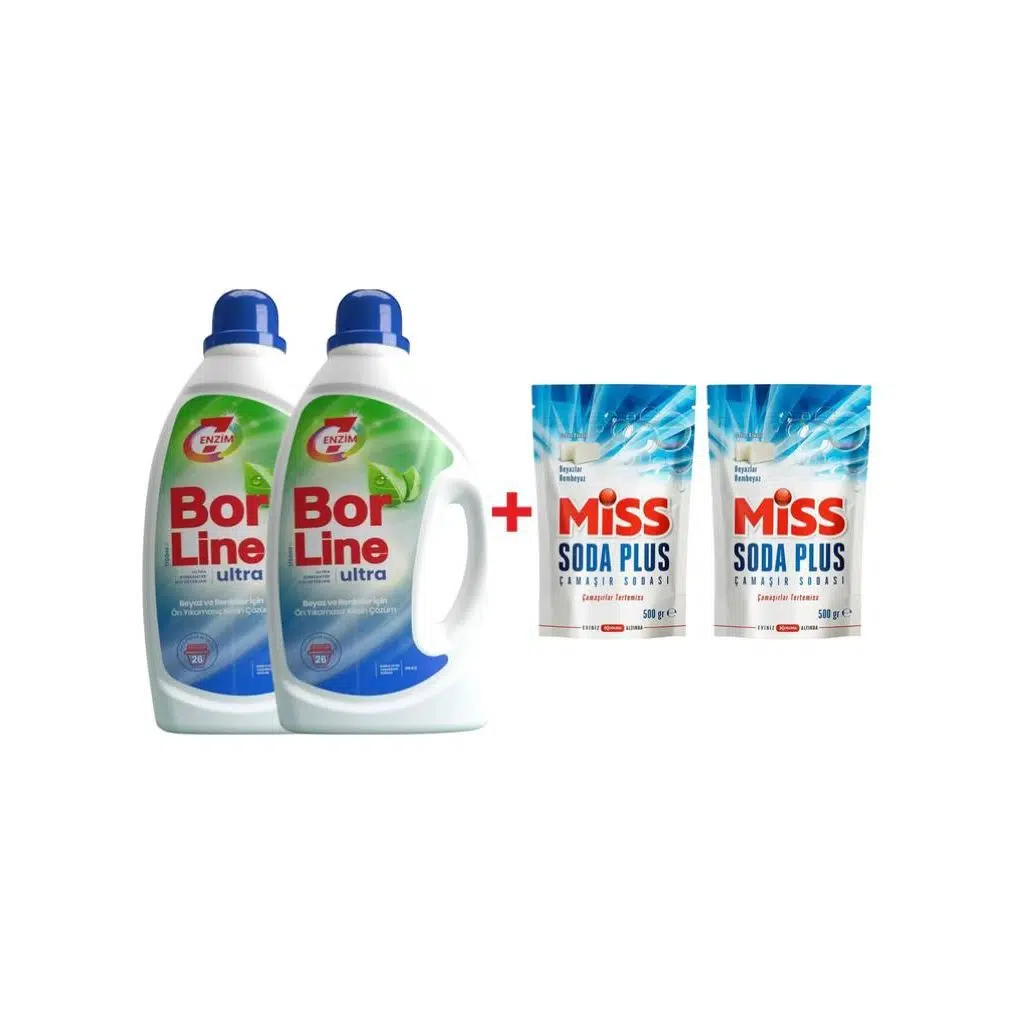 Borline 2 Adet Ultra Konsantre 1700 ml Sıvı Çamaşır Deterjanı 2 Adet Miss Soda Plus 500 gr