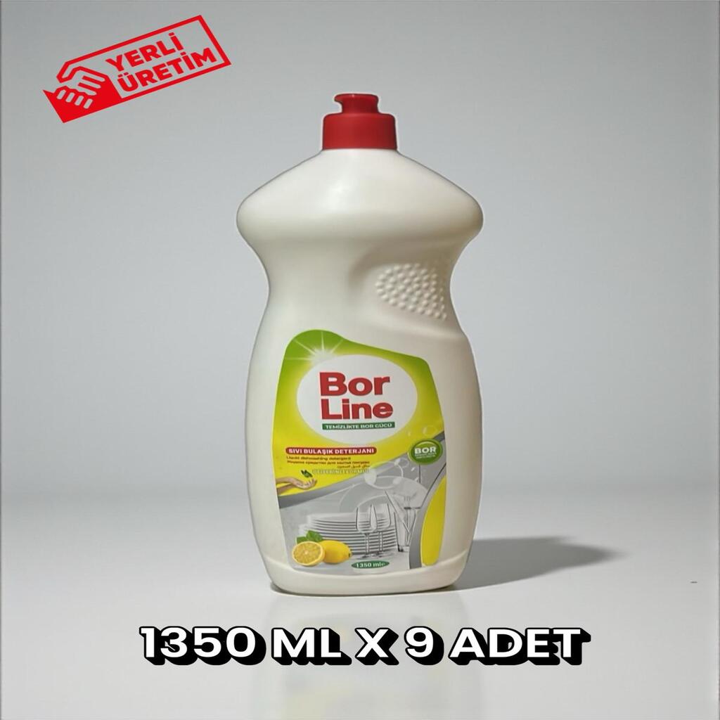 Borline 9 Adet 1350 Ml Limon Özlü Sıvı Bulaşık Yıkama Deterjanı