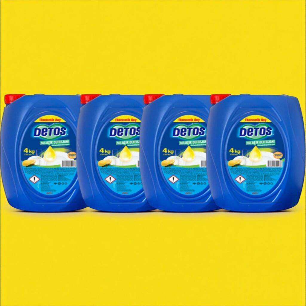 Detos 4X4000 ml Limon Özlü Elde Yıkama Bulaşık Deterjanı 