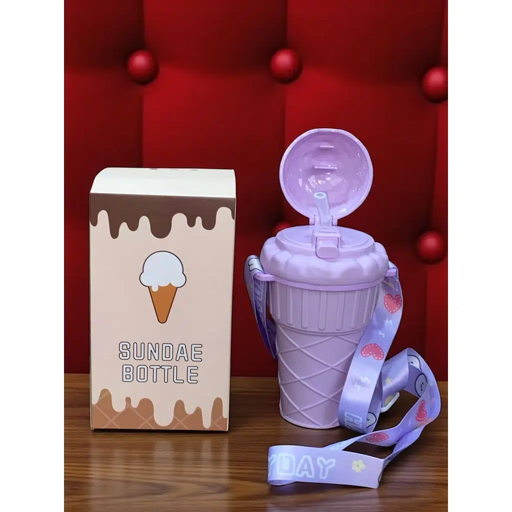 Dondurma Şeklinde Pipetli 500 Ml Mor Matara 