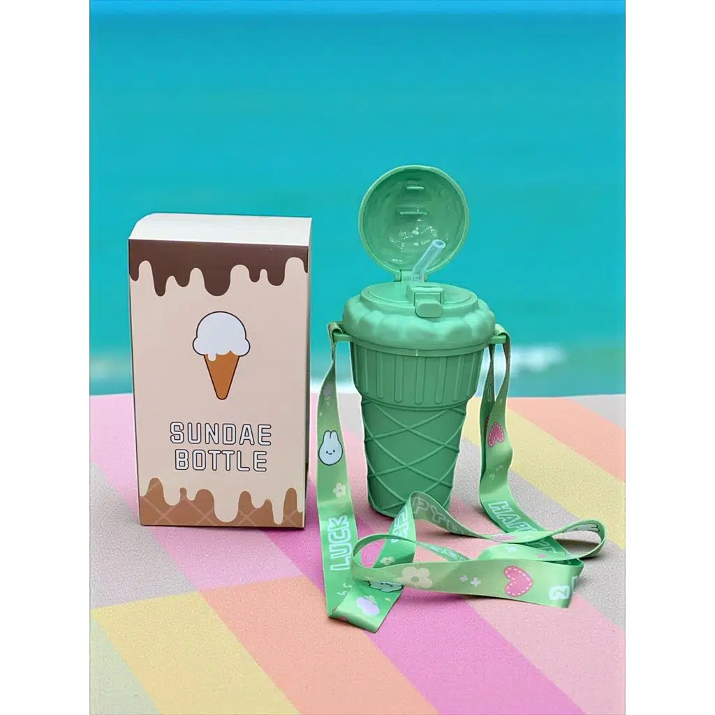 Dondurma Şeklinde Pipetli 500 Ml Yeşil Matara 