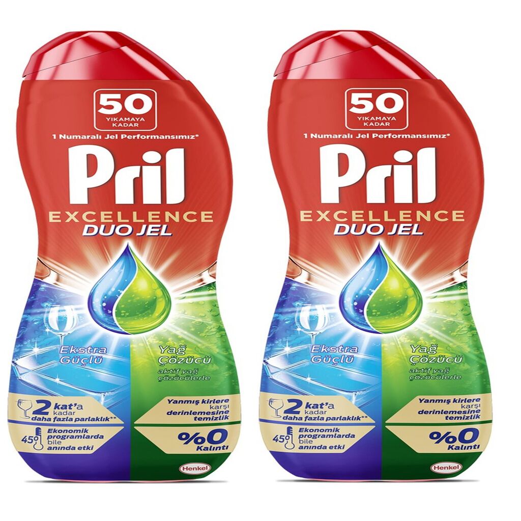 Excellence Duo Jel Bulaşık Makinesi Deterjanı 900ml (50 Yıkama) Yağ Çözücü 2 Adet