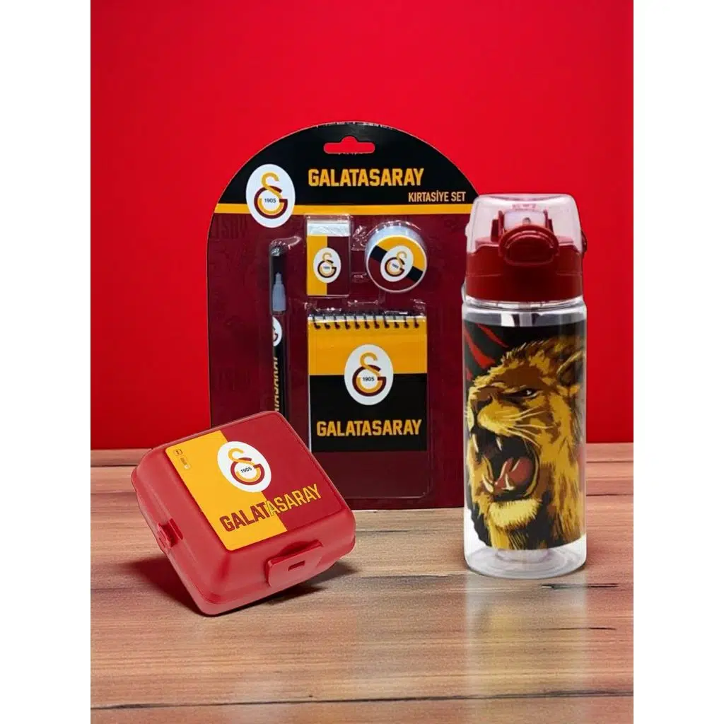 Galatasaray Taraftar 4 bölmeli Beslenme Kutusu 500 Ml Matara Kırtasiye Seti