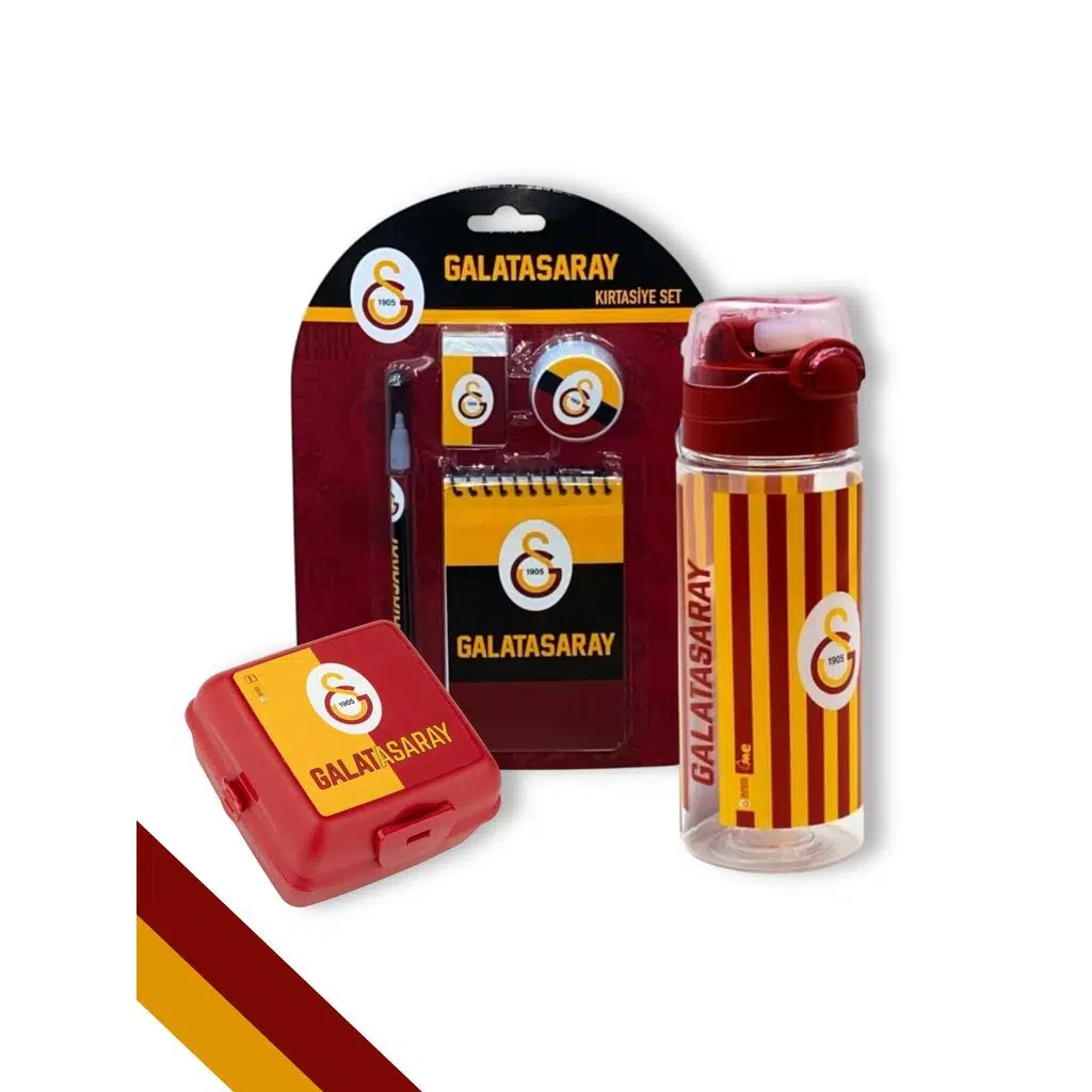 Galatasaray Taraftar 4 bölmeli Beslenme Kutusu 500 Ml Matara Kırtasiye Seti