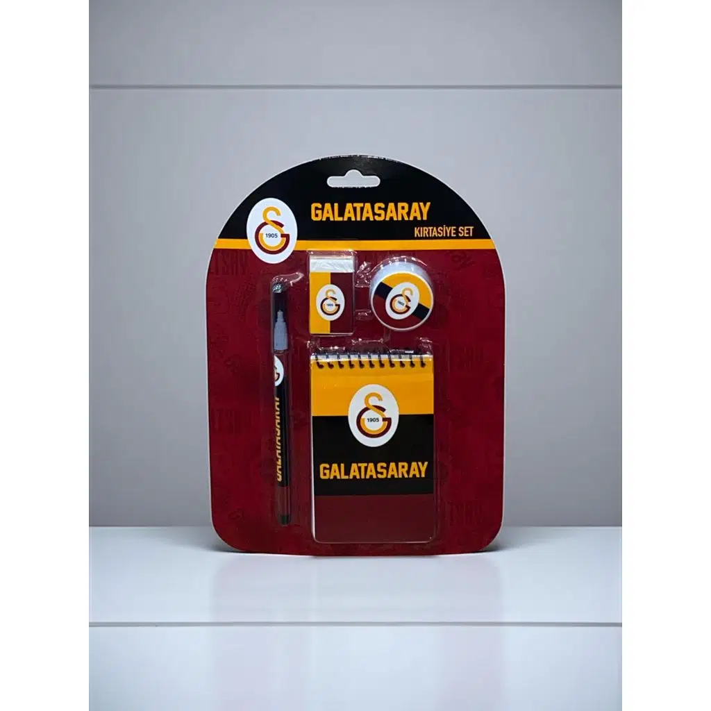 Galatasaray Taraftar 4'lü Kırtasiye Seti(Kalem-Silgi-Not Defteri-Kalem Tıraş)