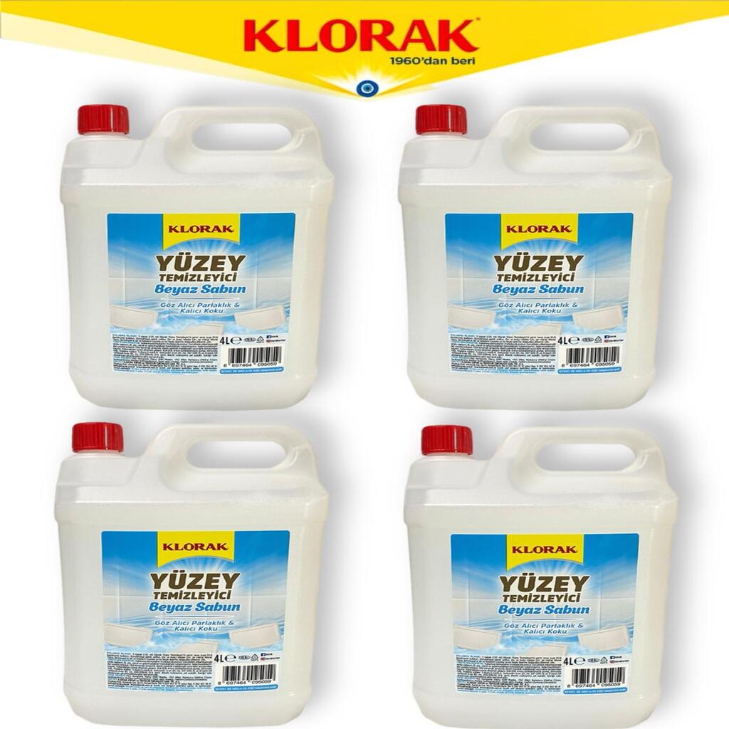 Klorak Yüzey Temizleyici Beyaz Sabun 4000 ml 4 Adet