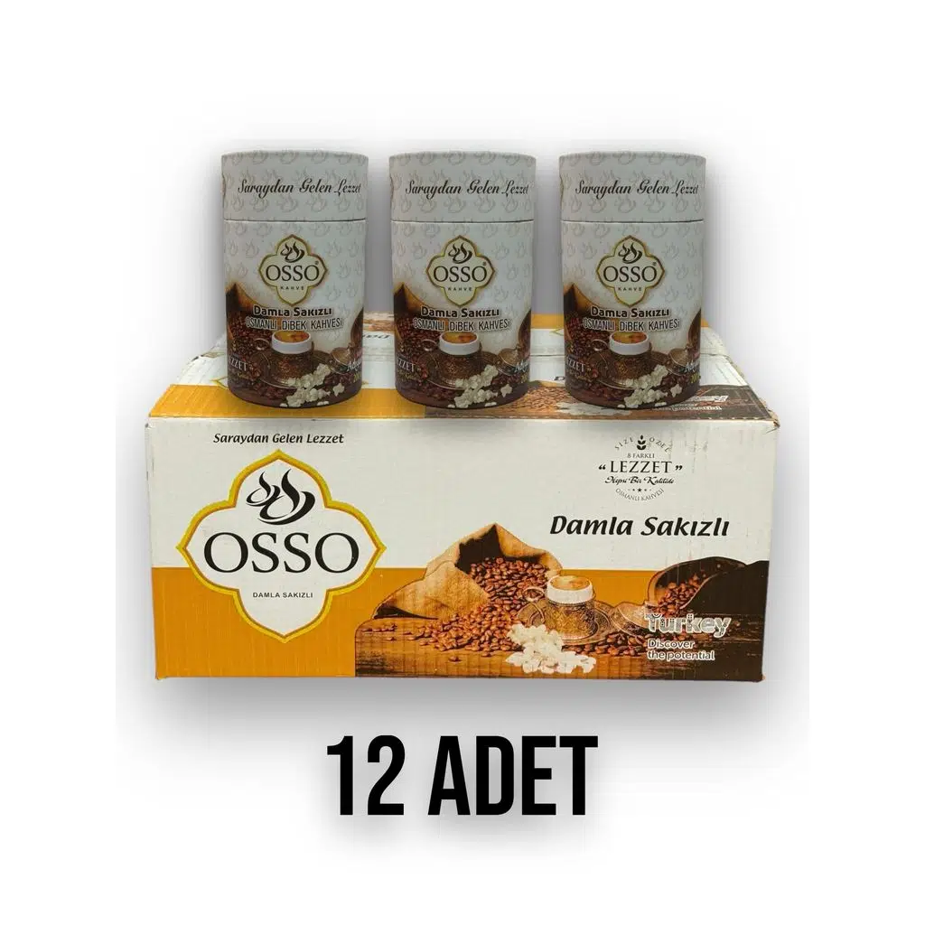 Osso 12'li Silindirli Damla Sakızlı Osmanlı Dibek Kahvesi(12X200=2400gr)