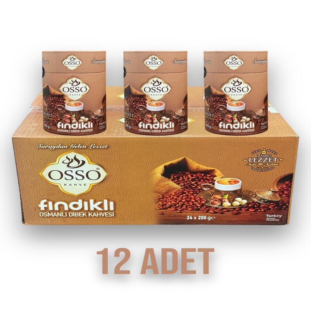 Osso 12'li Silindirli Fındıklı Osmanlı Dibek Kahvesi(12X200=2400gr)