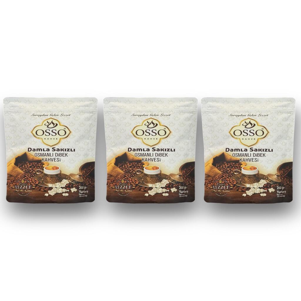 Osso 3'lü Damla Sakızlı Osmanlı Dibek Kahvesi(3X200=600gr)