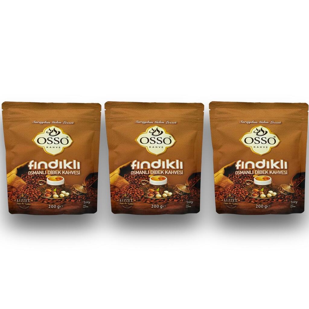 Osso 3’lü Fındıklı Osmanlı Dibek Kahvesi(3X200=600gr)