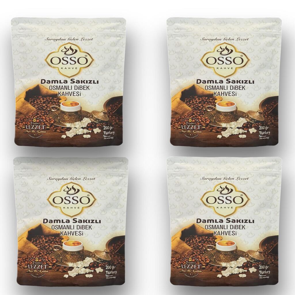 Osso 4'lü Damla Sakızlı Osmanlı Dibek Kahvesi(4X200=800gr)