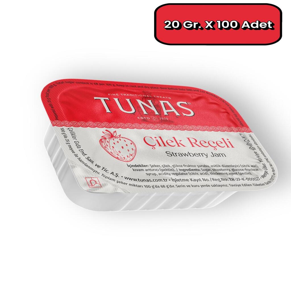 Tunas Piknik 100 Adet Çilek Reçeli 20 gr