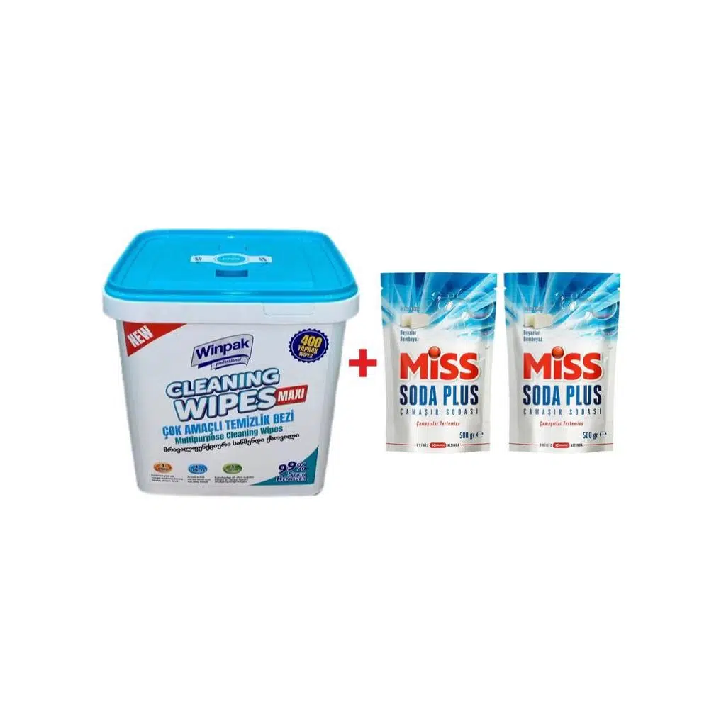 Winpak 1 Adet 400 Yaprak Çok Amaçlı Temizlik Bezi Havlusu 2 Adet Miss Soda Plus 500 gr