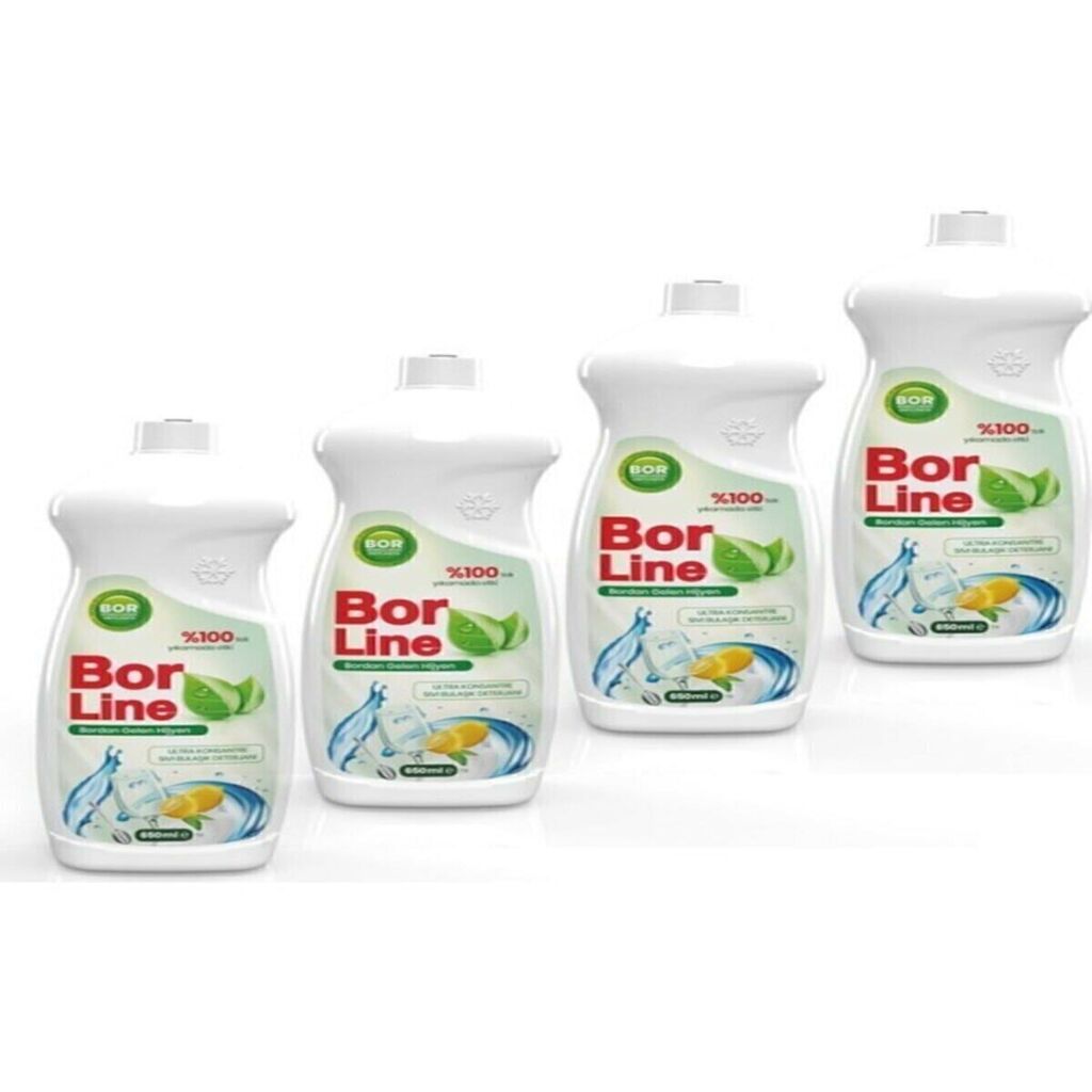 Yerli Üretim Bor Katkılı Bulaşık Deterjanı 650 ml x 4 Adet