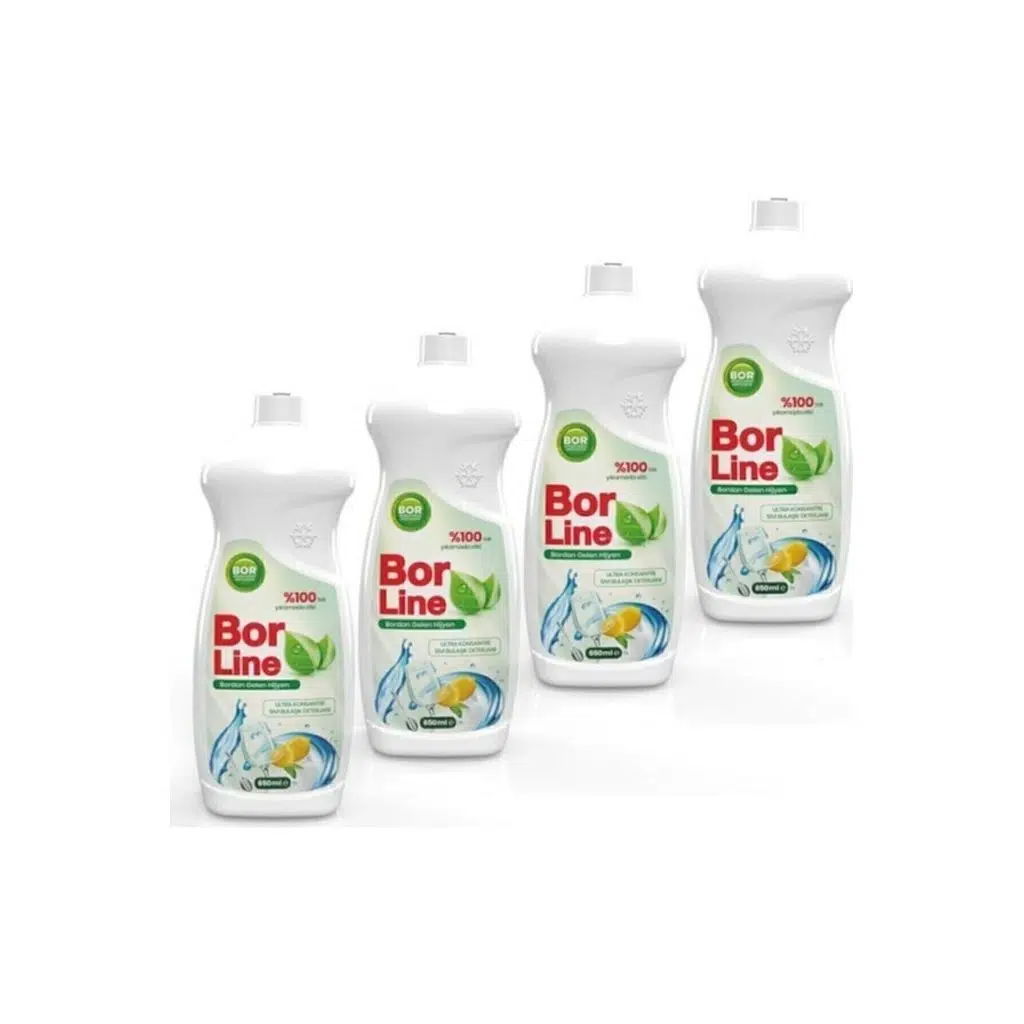 Yerli Üretim Bor Katkılı Bulaşık Deterjanı 650 ml x 4 Adet